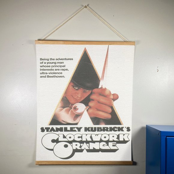 Clockwork Orange Canvas Wooden Gold Hanger - Picture 1 of 4